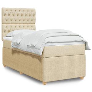 VidaXL Boxspring met matras stof crèmekleurig 90x190 cm