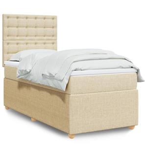 VidaXL Boxspring met matras stof crèmekleurig 90x190 cm