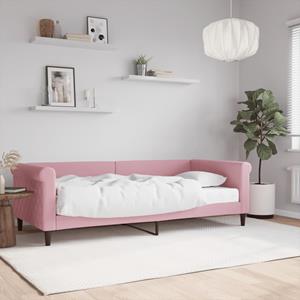 VidaXL Slaapbank met matras 90x200 cm fluweel roze