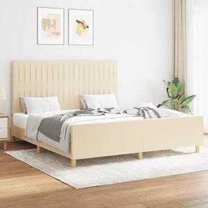 VidaXL Bedframe met hoofdeinde stof crèmekleurig 160x200 cm