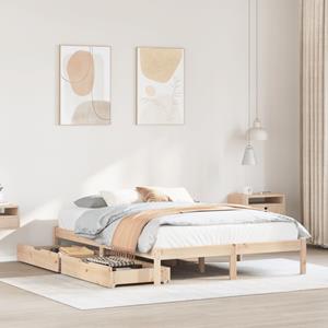 VidaXL Bedframe zonder matras massief grenenhout 135x190 cm