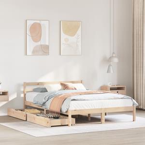 VidaXL Bedframe zonder matras massief grenenhout 140x190 cm