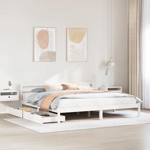 VidaXL Bedframe zonder matras massief grenenhout wit 180x200 cm