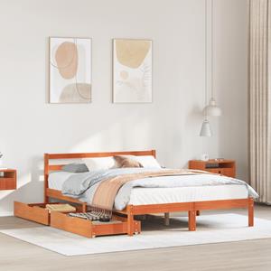 VidaXL Bedframe zonder matras massief grenenhout wasbruin 120x190 cm