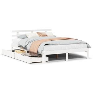 VidaXL Bedframe met lades massief grenenhout wit 140x200 cm