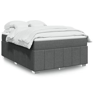 VidaXL Boxspring met matras stof donkergrijs 140x190 cm