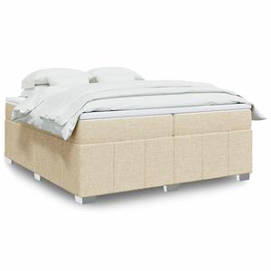 VidaXL Boxspring met matras stof crèmekleurig 200x200 cm