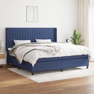 VidaXL Boxspring met matras stof blauw 200x200 cm