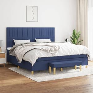 VidaXL Boxspring met matras stof blauw 200x200 cm