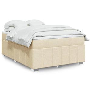 VidaXL Boxspring met matras stof crèmekleurig 140x190 cm