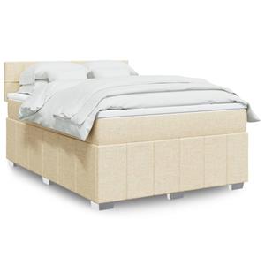 VidaXL Boxspring met matras stof crèmekleurig 140x190 cm