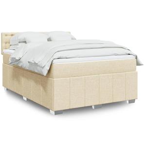 VidaXL Boxspring met matras stof crèmekleurig 140x190 cm