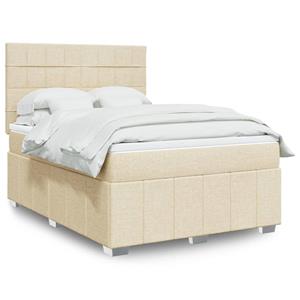 VidaXL Boxspring met matras stof crèmekleurig 140x190 cm