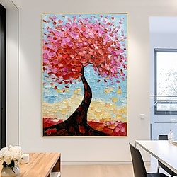 Light in the box grote handgemaakte boom olieverfschilderij handgeschilderde 3d gouden boom canvas olieverfschilderij handgemaakte herfst landschapsschilderij wandkunst mes boom schilderij licht luxe schilderij voor