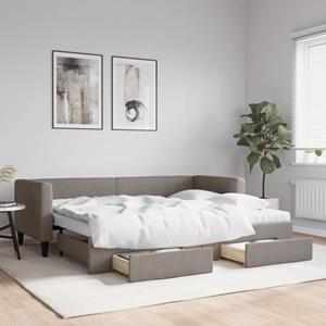 VidaXL Slaapbank met onderschuifbed en lades 80x200 cm stof taupe