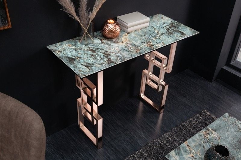 Invicta Interior Design consoletafel ATLANTIS 100cm turquoise keramiek gemaakt in Italie - 41749