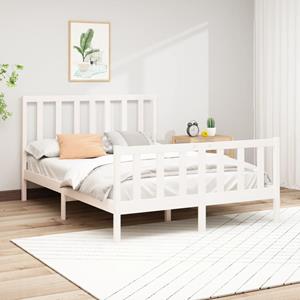 VidaXL Bedframe massief grenenhout wit 140x190 cm