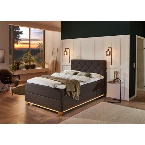 Meise.möbel Boxspring Messina met bedkist, ledverlichting en topmatras