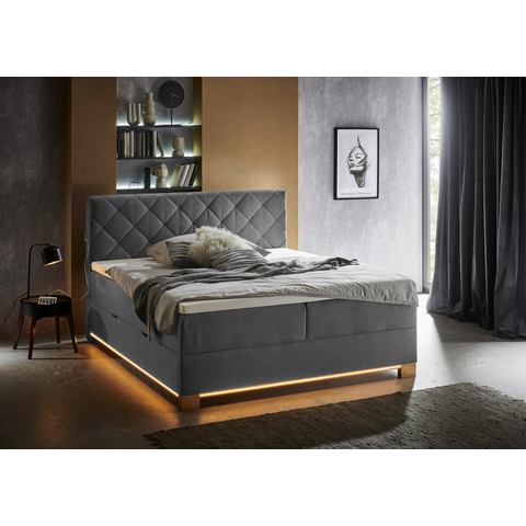 Meise.möbel Boxspring Messina met bedkist, ledverlichting en topmatras