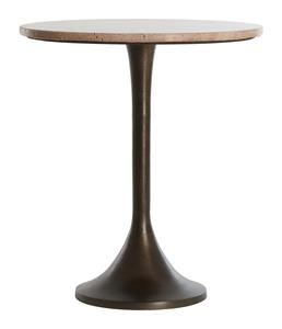 Light & Living Ronde Bijzettafel Dolin Travertin, 48cm - Rood