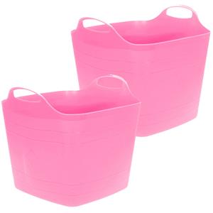 Excellent Houseware Flexibele emmer - 2x - roze - 15 liter - kunststof - vierkant - 30 x 29 cm -