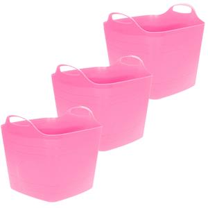 Excellent Houseware Flexibele emmer - 3x - roze - 15 liter - kunststof - vierkant - 30 x 29 cm -