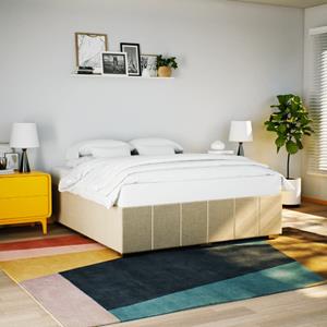 VidaXL Bedframe zonder matras stof crèmekleurig 200x200 cm