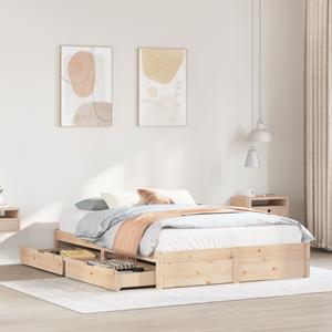 VidaXL Bedframe zonder matras massief grenenhout 135x190 cm