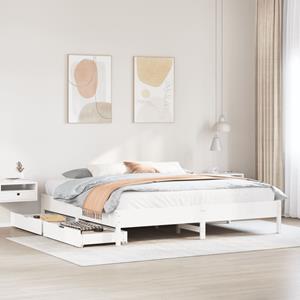 VidaXL Bedframe zonder matras massief grenenhout wit 180x200 cm