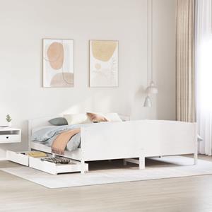 VidaXL Bedframe zonder matras massief grenenhout wit 180x200 cm