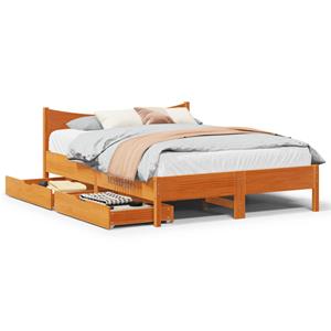 VidaXL Bedframe met lades massief grenenhout wasbruin 150x200 cm