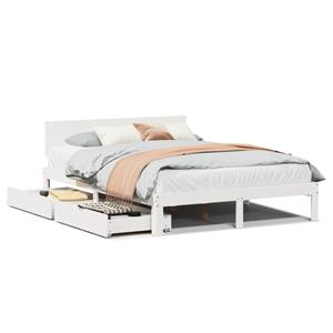 VidaXL Bedframe met lades massief grenenhout wit 140x190 cm