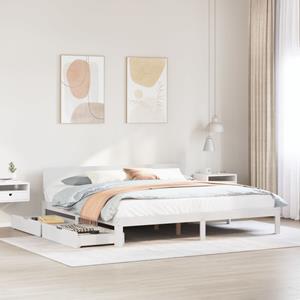 VidaXL Bedframe met lades massief grenenhout wit 180x200 cm