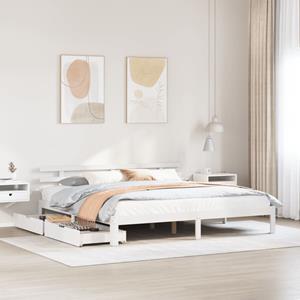 VidaXL Bedframe met lades massief grenenhout wit 180x200 cm