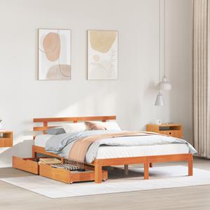 VidaXL Bedframe met lades massief grenenhout wasbruin 120x190 cm