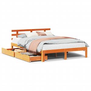 VidaXL Bedframe met lades massief grenenhout wasbruin 135x190 cm