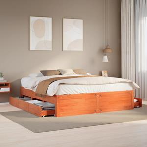 VidaXL Bedframe zonder matras met lades grenenhout wasbruin 180x200 cm