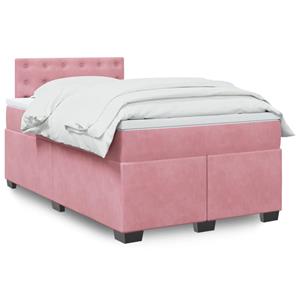 VidaXL Boxspring met matras fluweel roze 120x190 cm