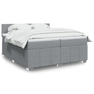 VidaXL Boxspring met matras stof lichtgrijs 200x200 cm