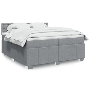 VidaXL Boxspring met matras stof lichtgrijs 200x200 cm