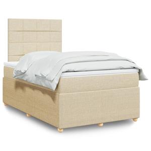 VidaXL Boxspring met matras stof crèmekleurig 120x190 cm