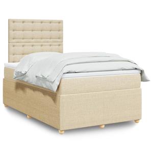 VidaXL Boxspring met matras stof crèmekleurig 120x190 cm