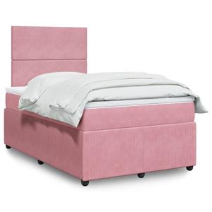 VidaXL Boxspring met matras fluweel roze 120x190 cm