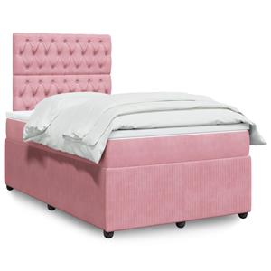 VidaXL Boxspring met matras fluweel roze 120x190 cm