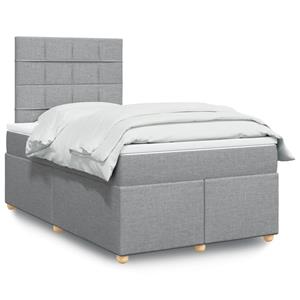 VidaXL Boxspring met matras stof lichtgrijs 120x190 cm