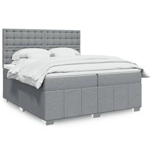 VidaXL Boxspring met matras stof lichtgrijs 200x200 cm