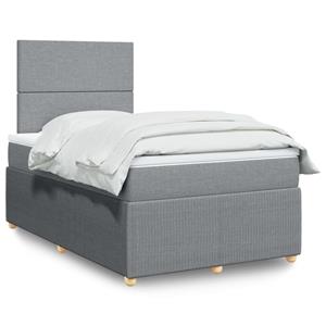 VidaXL Boxspring met matras stof lichtgrijs 120x190 cm