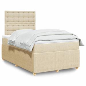 VidaXL Boxspring met matras stof crèmekleurig 120x190 cm