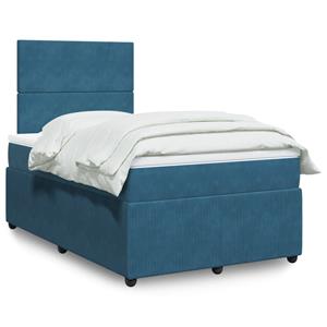 VidaXL Boxspring met matras fluweel blauw 120x190 cm