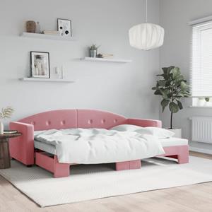 VidaXL Slaapbank met onderschuifbed 80x200 cm fluweel roze